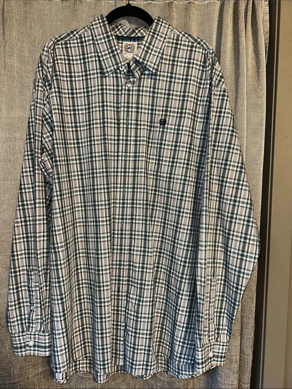 Cinch Men's Plaid Button-Down Shirt - Blue, Gray & Mustard